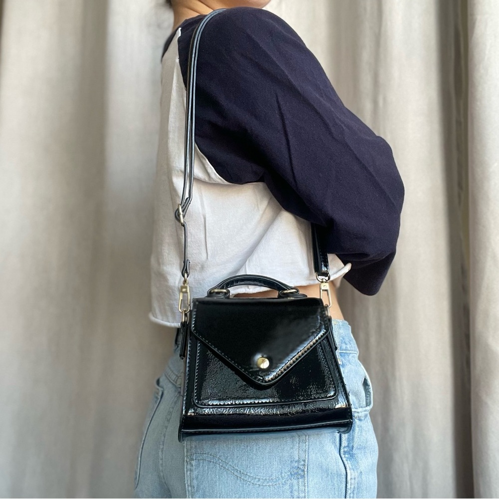 Urban Outfitters Black Mini Bag with Vintage Design